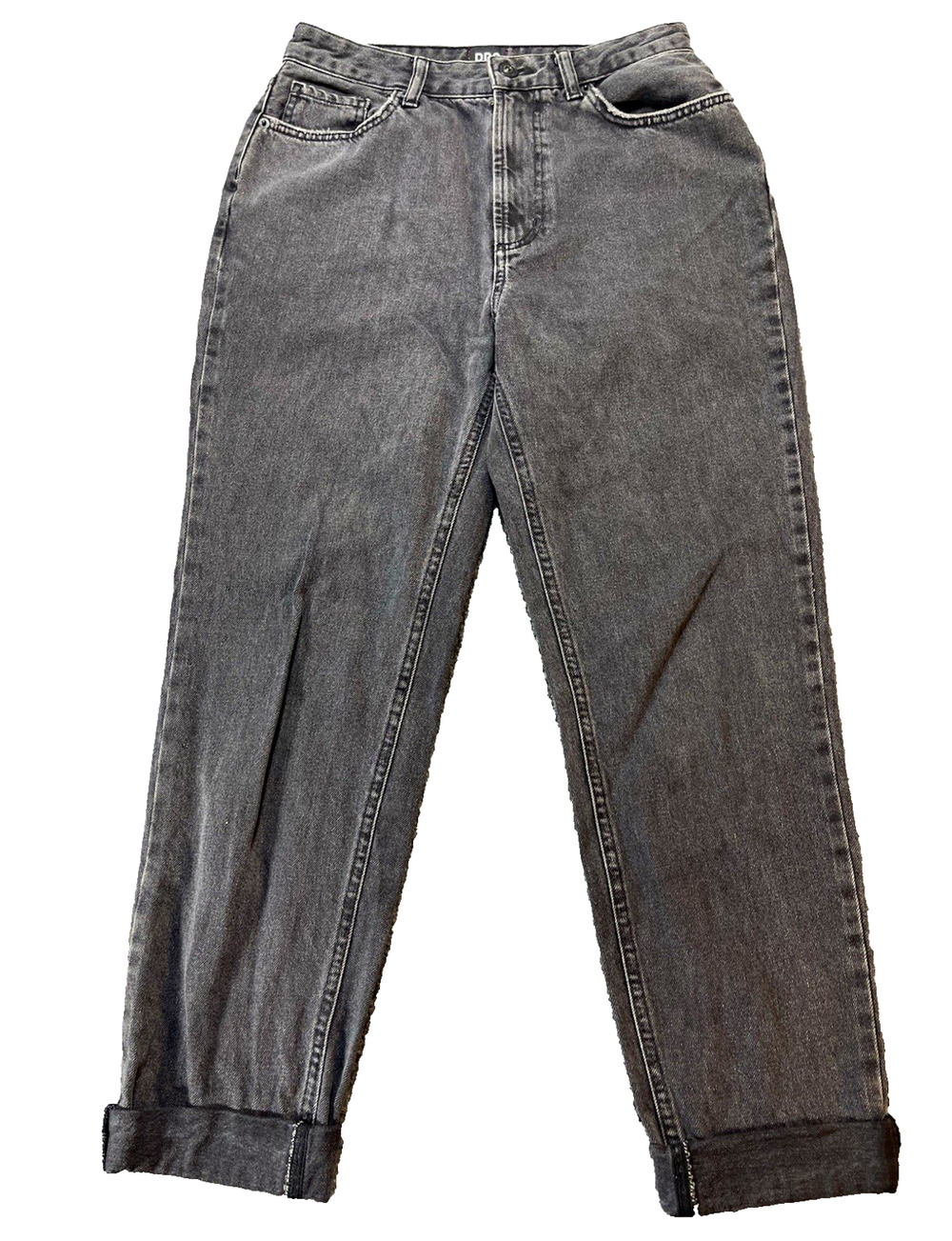 BDG Womens Black Jeans Regular Fit High Rise Dark Wash Cuffed 5 Pocket 28x28 Y2k